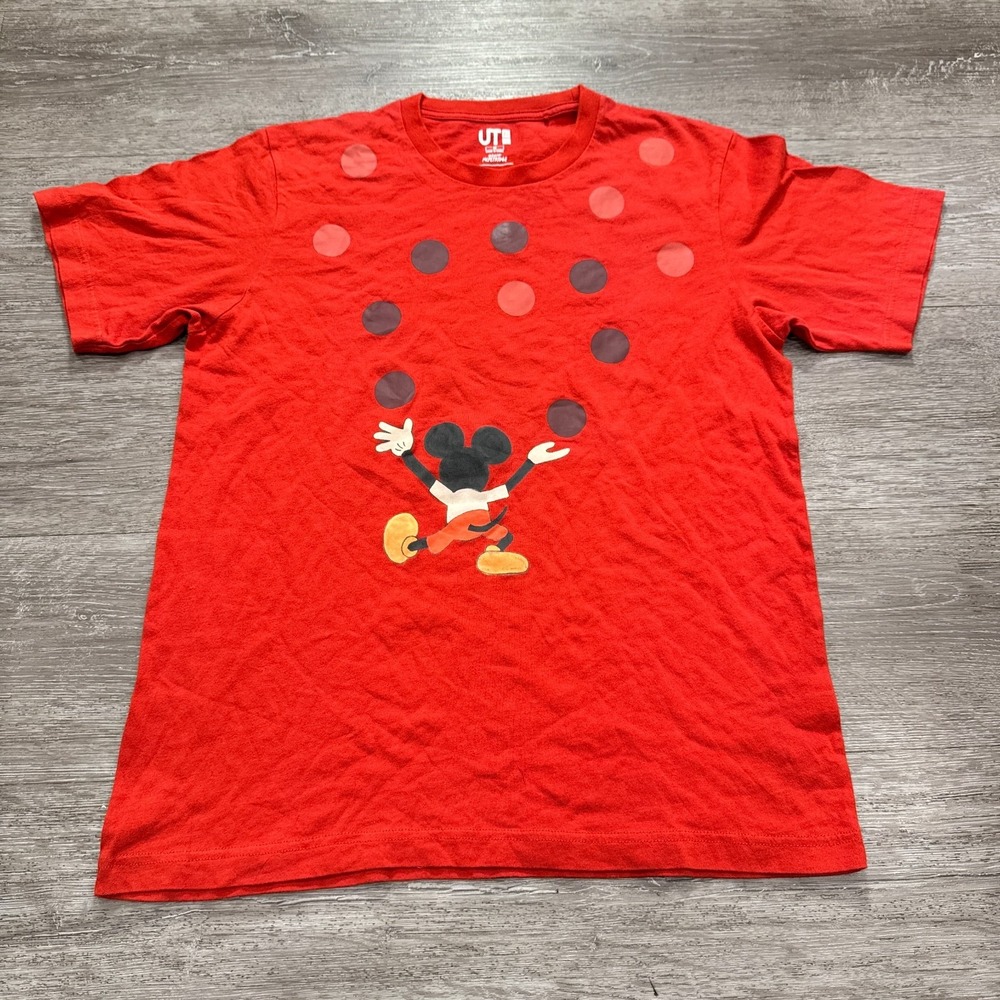 Uniqlo Geoff Mcfetridge Mickey Mouse Shirt Disney Adult Medium Red Short sleeve